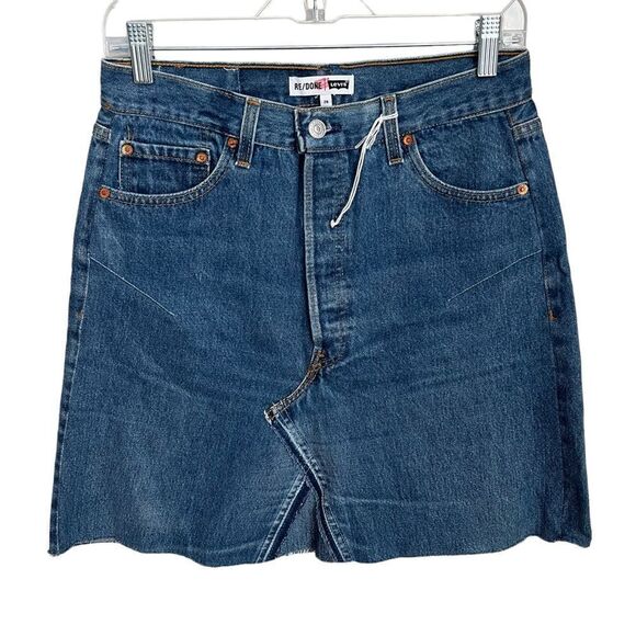 Levi's Re/Done High Rise Denim Mini Skirt Womens 28/6 Upcycled Repurposed - Picture 1 of 11